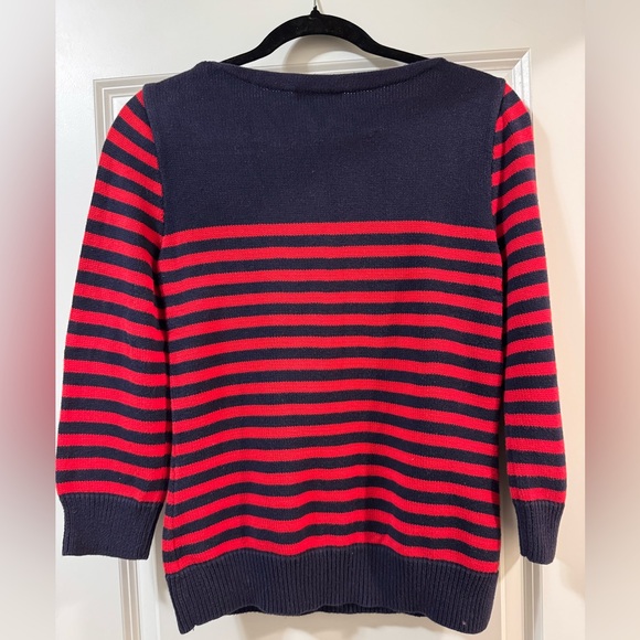 Ralph Lauren Vintage Medium Sweater 100% cotton Red nautical Crew pullover - Picture 4 of 4